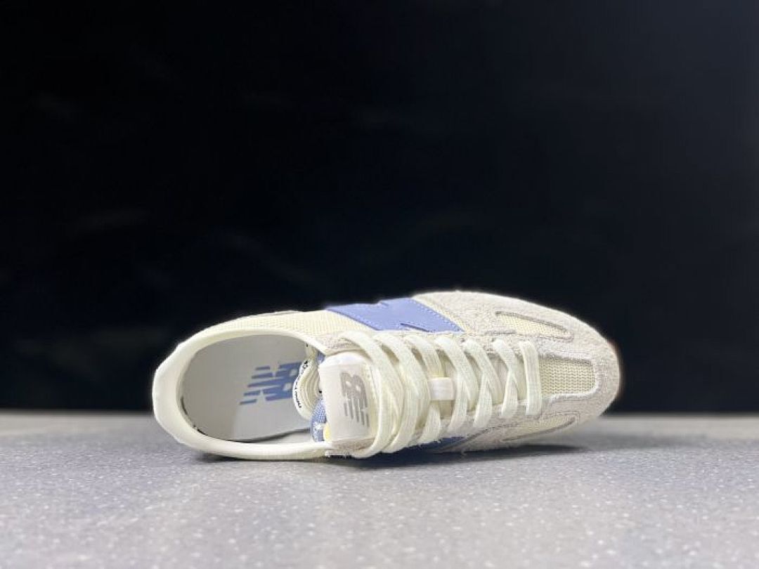 New Balance 320 Angora Natural Indigo U320AE Retro Running Shoes Cream Blue Suede Mesh Trainers