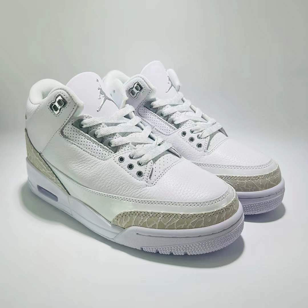 Nike Air Jordan 3 Retro Pure Money White Metallic Silver Pure Platinum Men's Sneakers (136064-103)