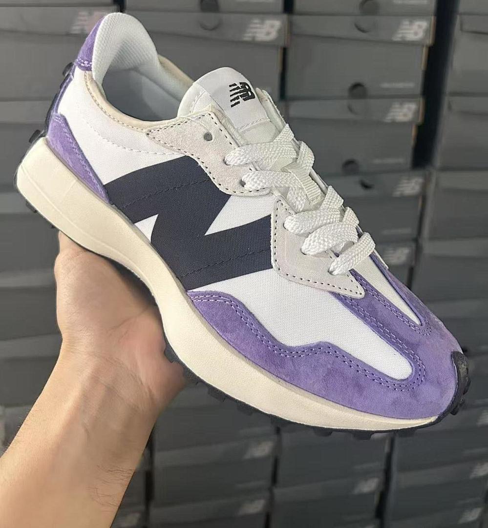 New Balance 327 Women's White Light Violet Navy Sneakers WS327KA