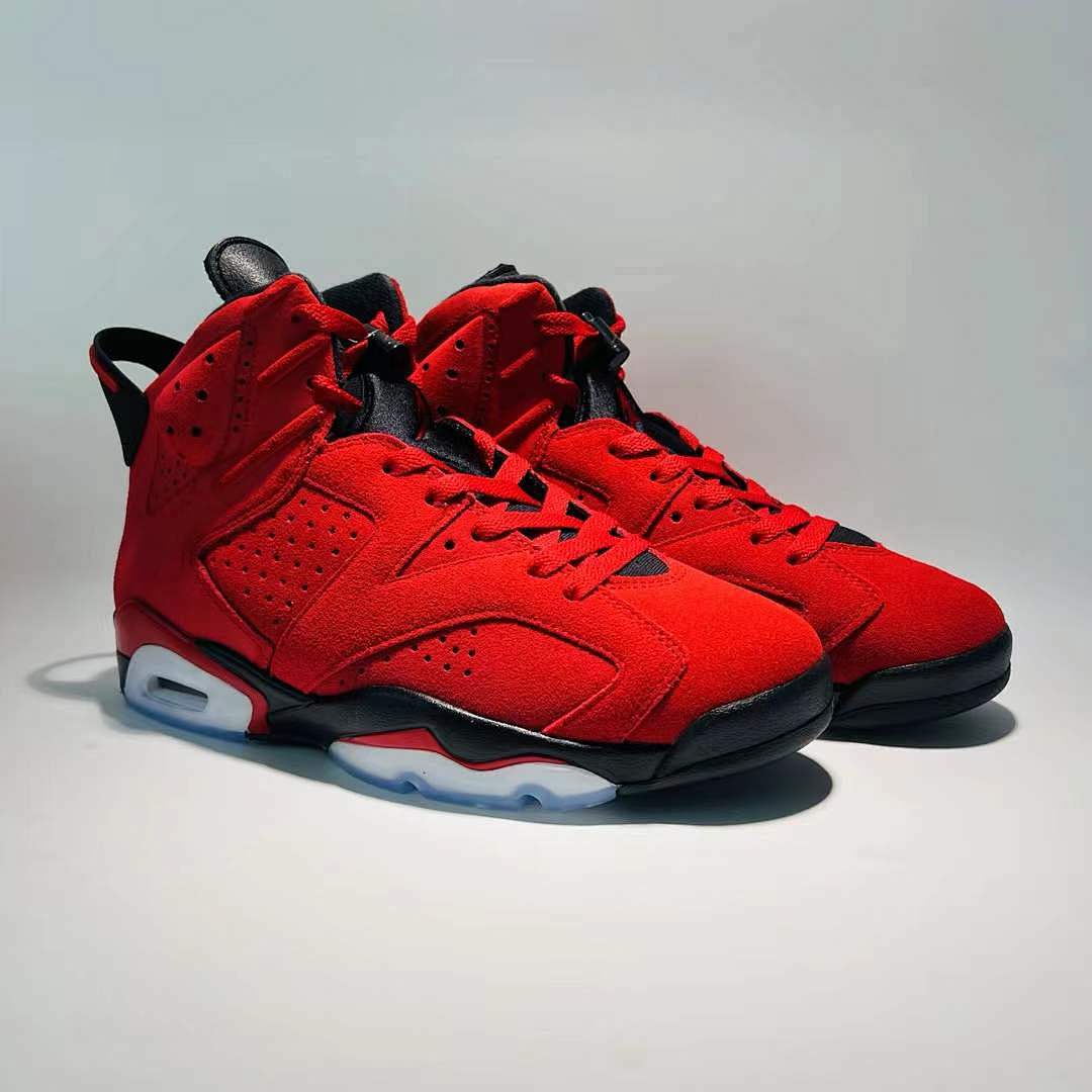 Air Jordan 6 Retro Infrared 23 Men's Basketball Shoes Red Black Suede Sneakers 384664-623