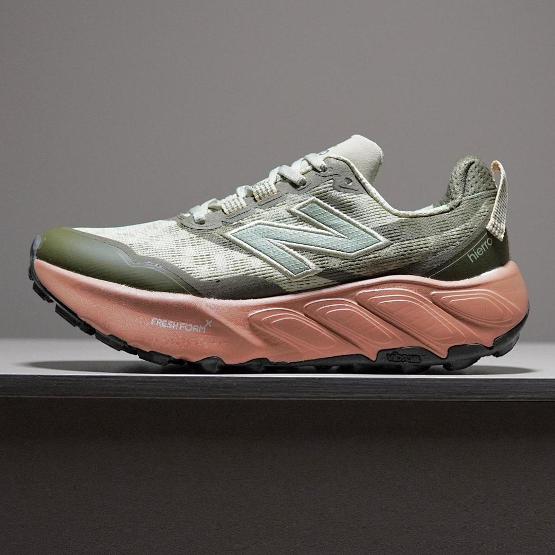 New Balance Fresh Foam X Hierro v7 Trail Running Shoes - Sage Green with Coral Glo (WTHIER7S1)