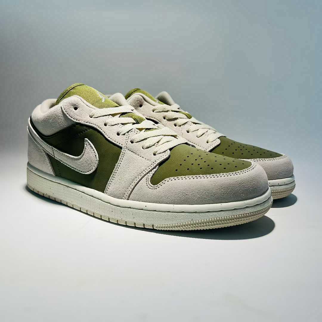 Nike Air Jordan 1 Low SE Light Olive Sail White Sneakers DN1635-001 Men's Women's Lifestyle Shoes
