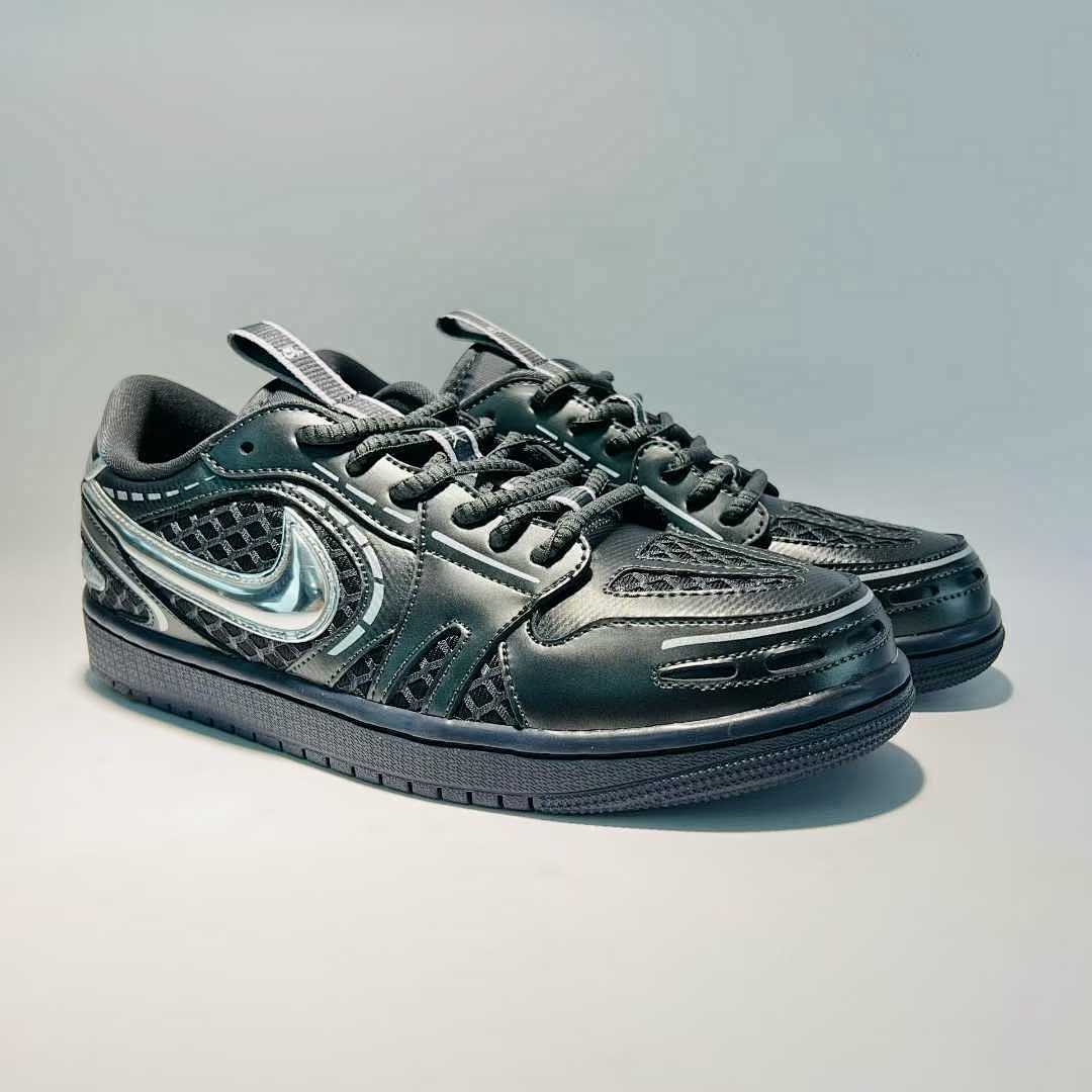 Nike Air Jordan 1 Low SE Craft Black Dark Grey Anthracite Metallic Silver Sneakers FD8790-001 Men's Women's