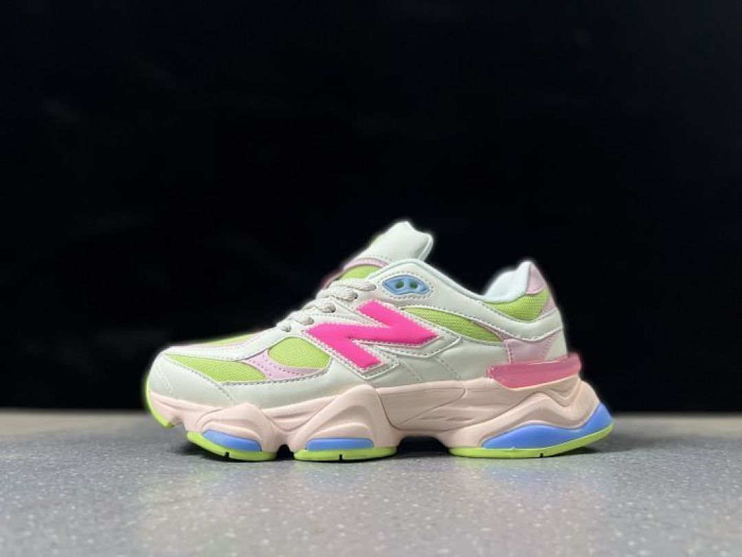 New Balance 9060 Women's Lifestyle Sneakers - Off-White Neon Pink Lime Green Blue