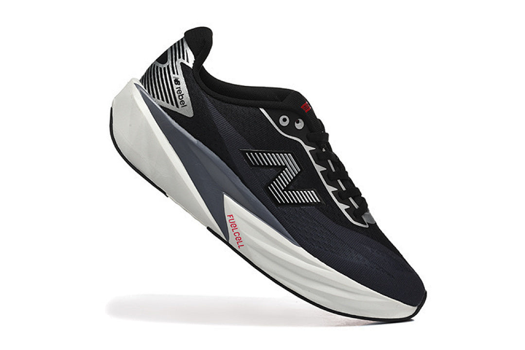 New Balance Men's FuelCell Rebel v4 Running Shoes Black White Grey MFCX