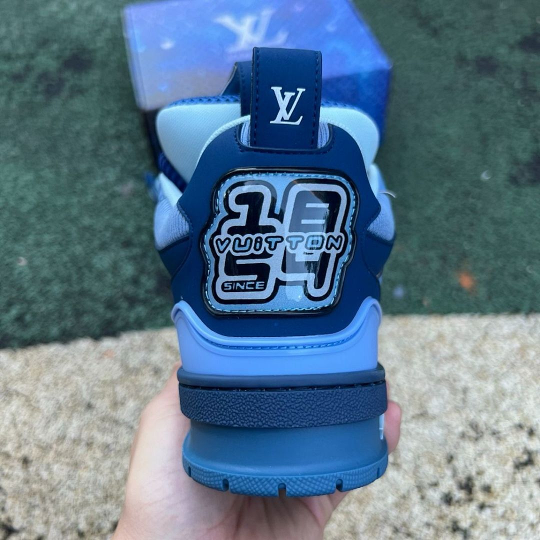 Louis Vuitton LV Trainer Deep Blue Monogram Flower Men's Luxury Sneakers