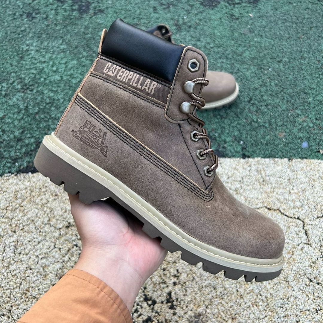 Caterpillar CAT Colorado Men's Brown Taupe Nubuck Leather Padded Collar Ankle Work Boots
