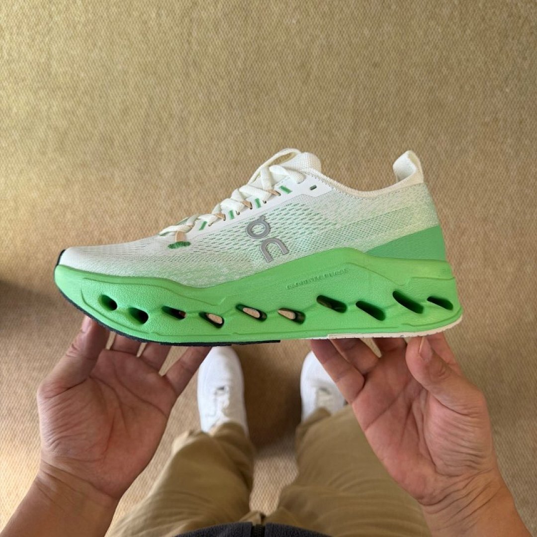 On Running Cloudmonster Men's Women's Max Cushion Road Running Shoes White Lime Green