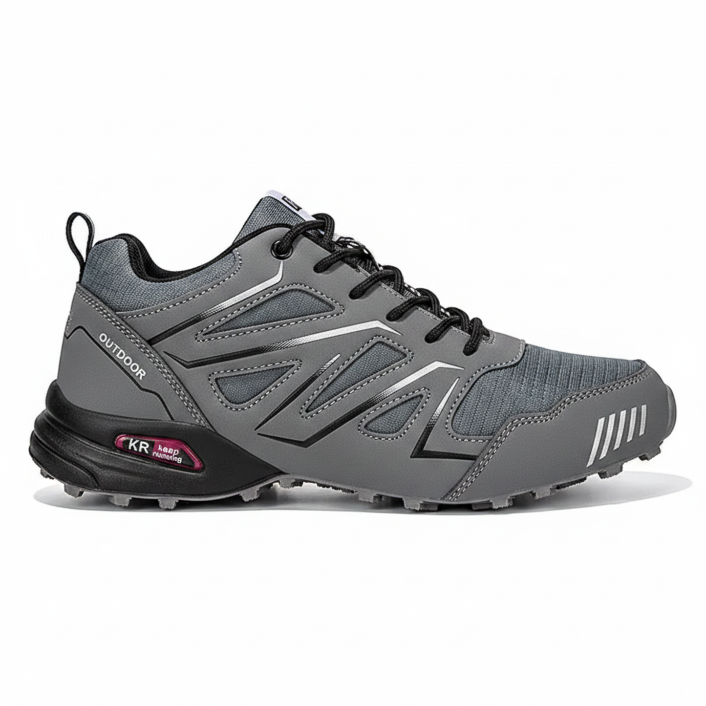 Blotcha Men's Orthopedic Waterproof Hiking Shoes - Black Red Non-Slip All-Terrain Trekking Boots