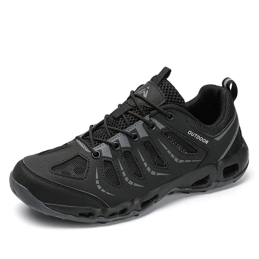 Blotcha Unisex Outdoor Hiking Shoes - Grey/Green Non-Slip Mesh Trekking Water Sneakers