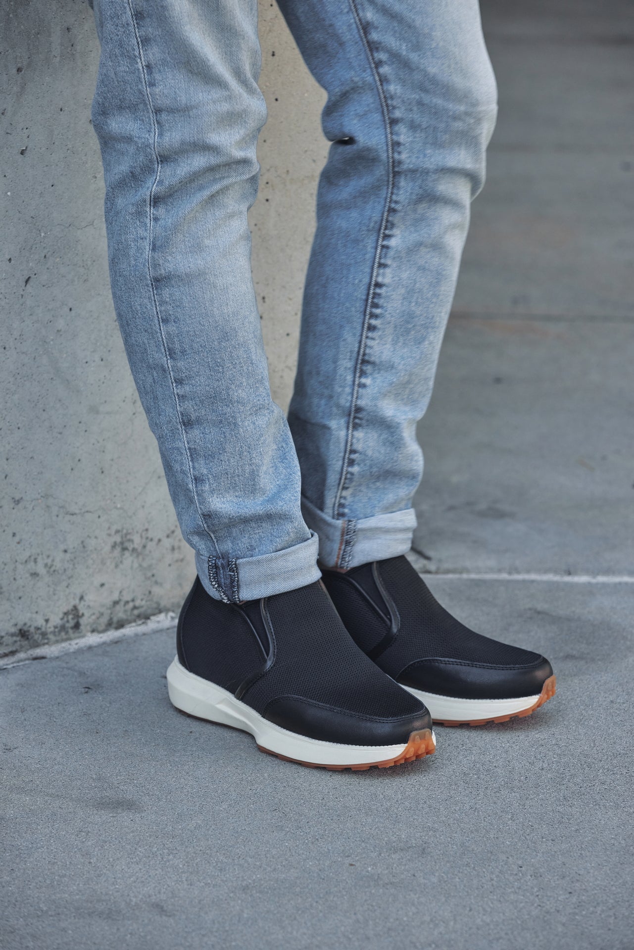 CALTO J1433 Premium Height-Increasing Loafer Sneaker - 3.3 Inches Taller - Black Casual Chunky Sole - Premium Quality Footwear