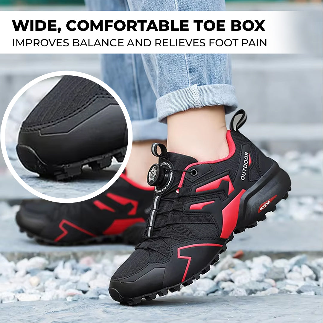 Blotcha Men's Orthopedic Leather Hiking Shoes, Arch Support Walking Sneakers with Dial Lace