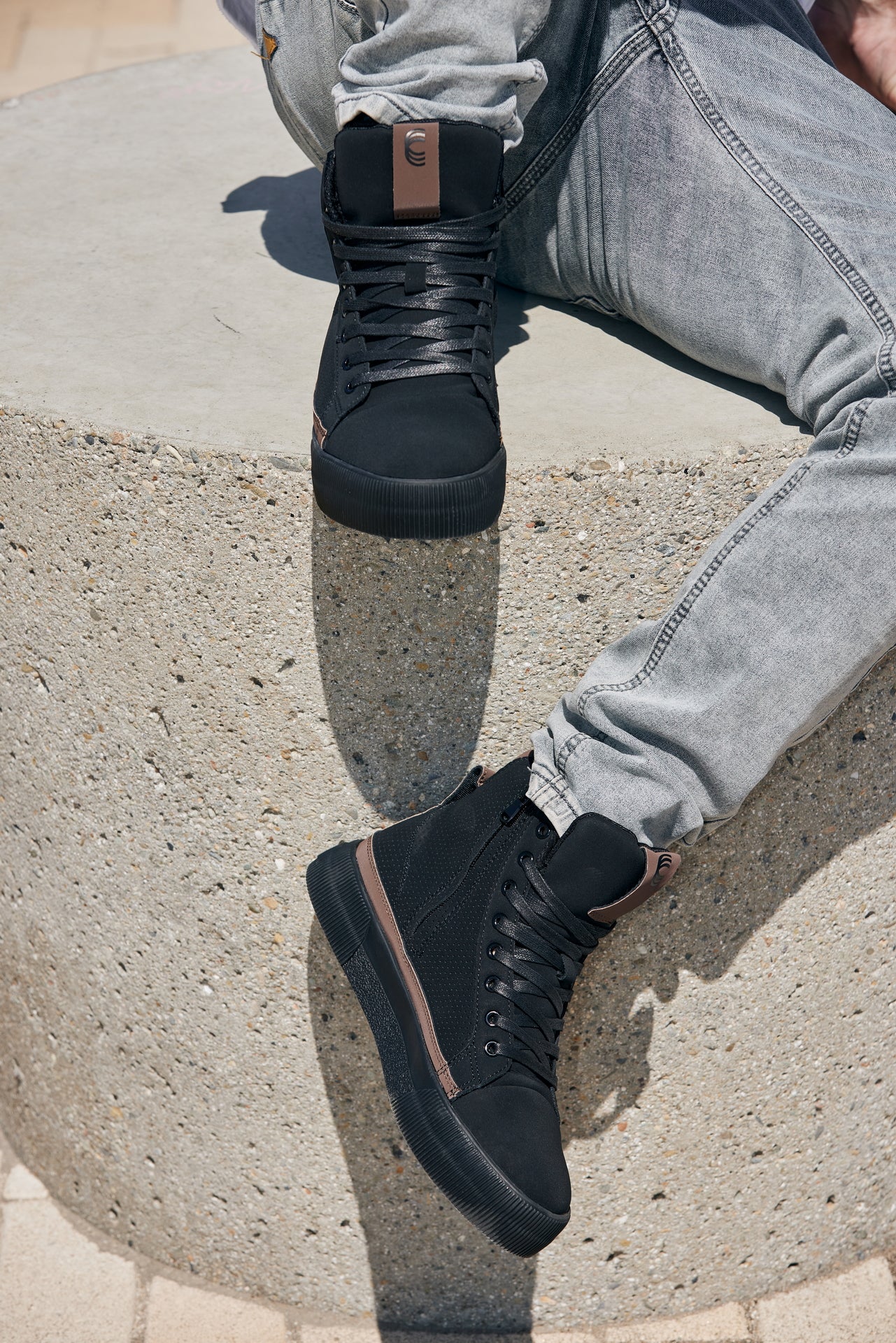 CALTO S3422 Height-Increasing High-Top Sneaker Boot - 2.4 Inches Taller - Black Coffee Brown Cap Toe - Premium Support