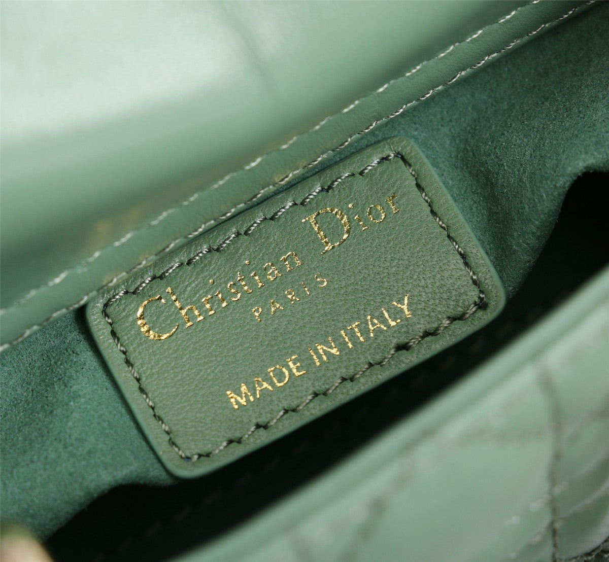 Lady Dior Mini Bag - Mint Green Cannage Lambskin Handbag with Gold-Tone Charms