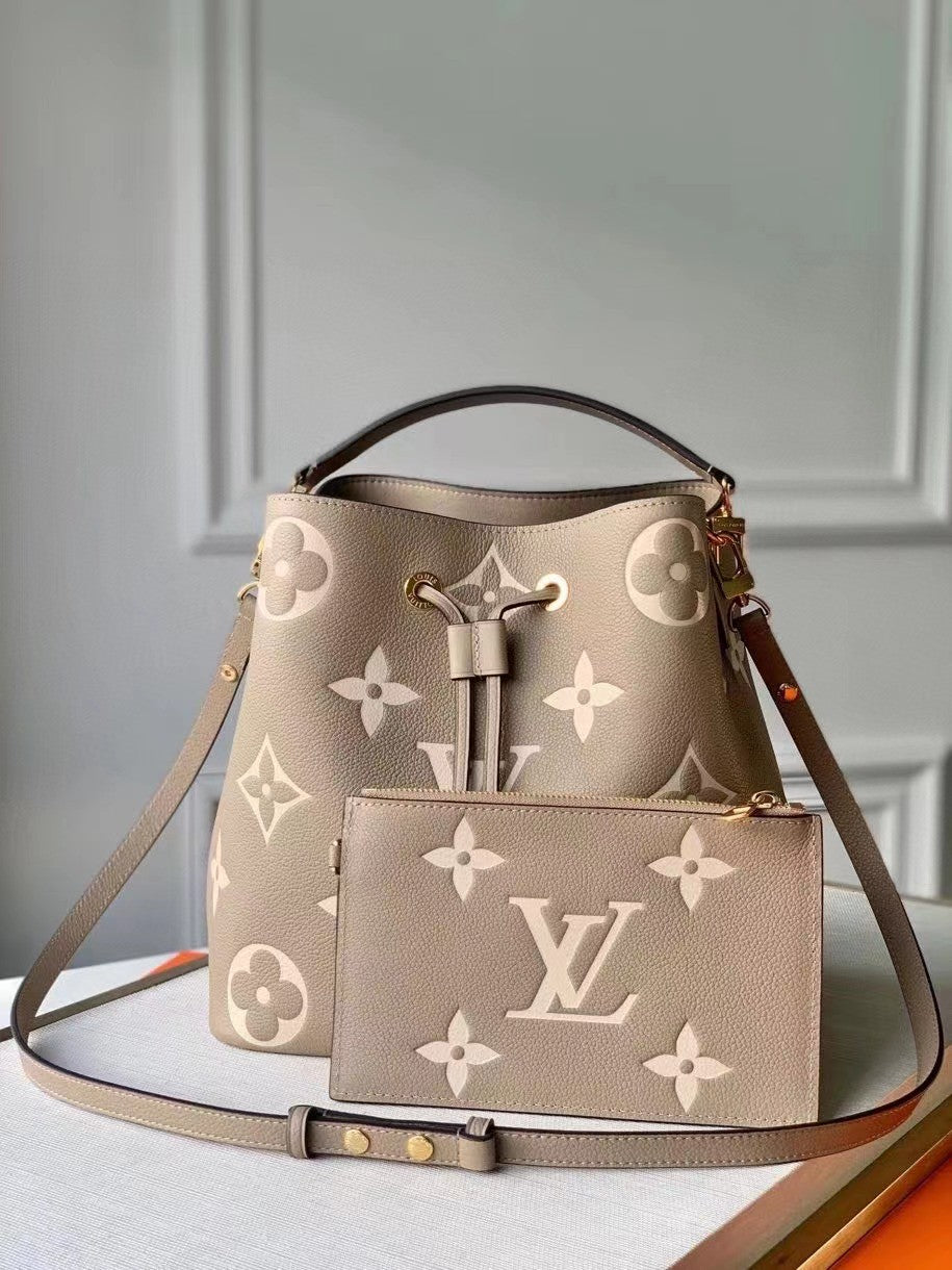 Louis Vuitton NéoNoé MM Monogram Empreinte Leather Bucket Bag - Turtledove Beige