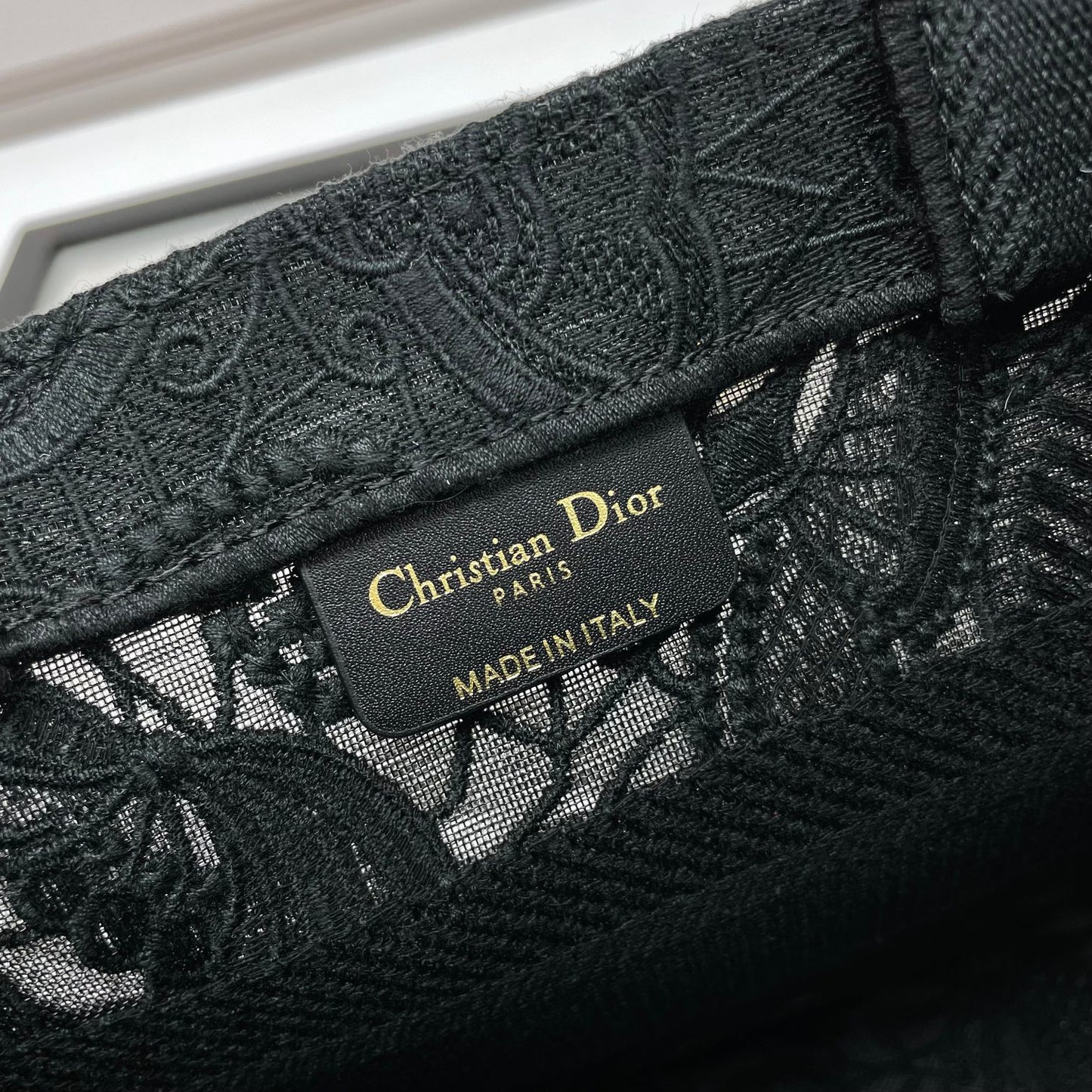 Christian Dior Small Book Tote Bag - Black Embroidered Canvas
