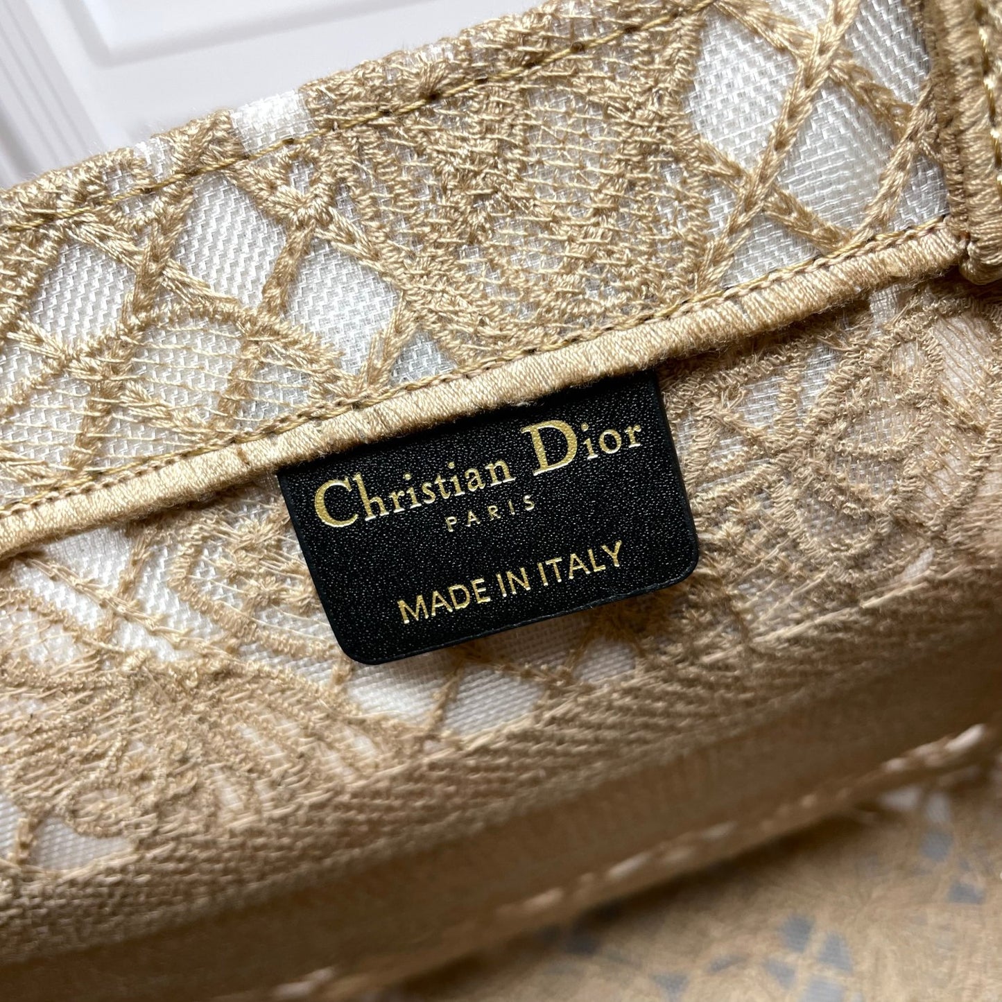 Christian Dior Medium Book Tote - Beige Butterfly Embroidered Canvas Bag