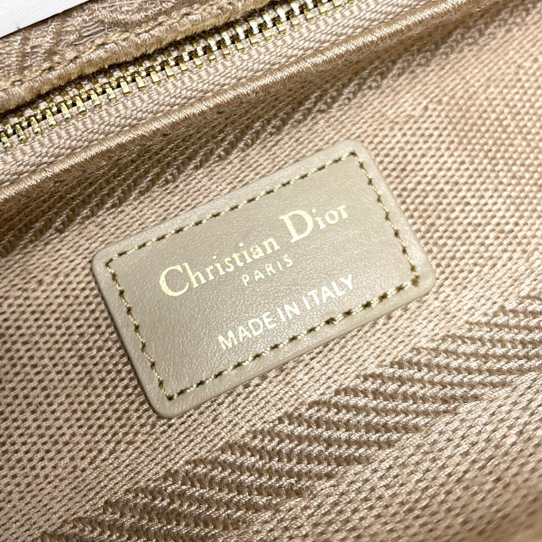 Christian Dior Lady D-Lite Bag with Butterfly Embroidery - Beige