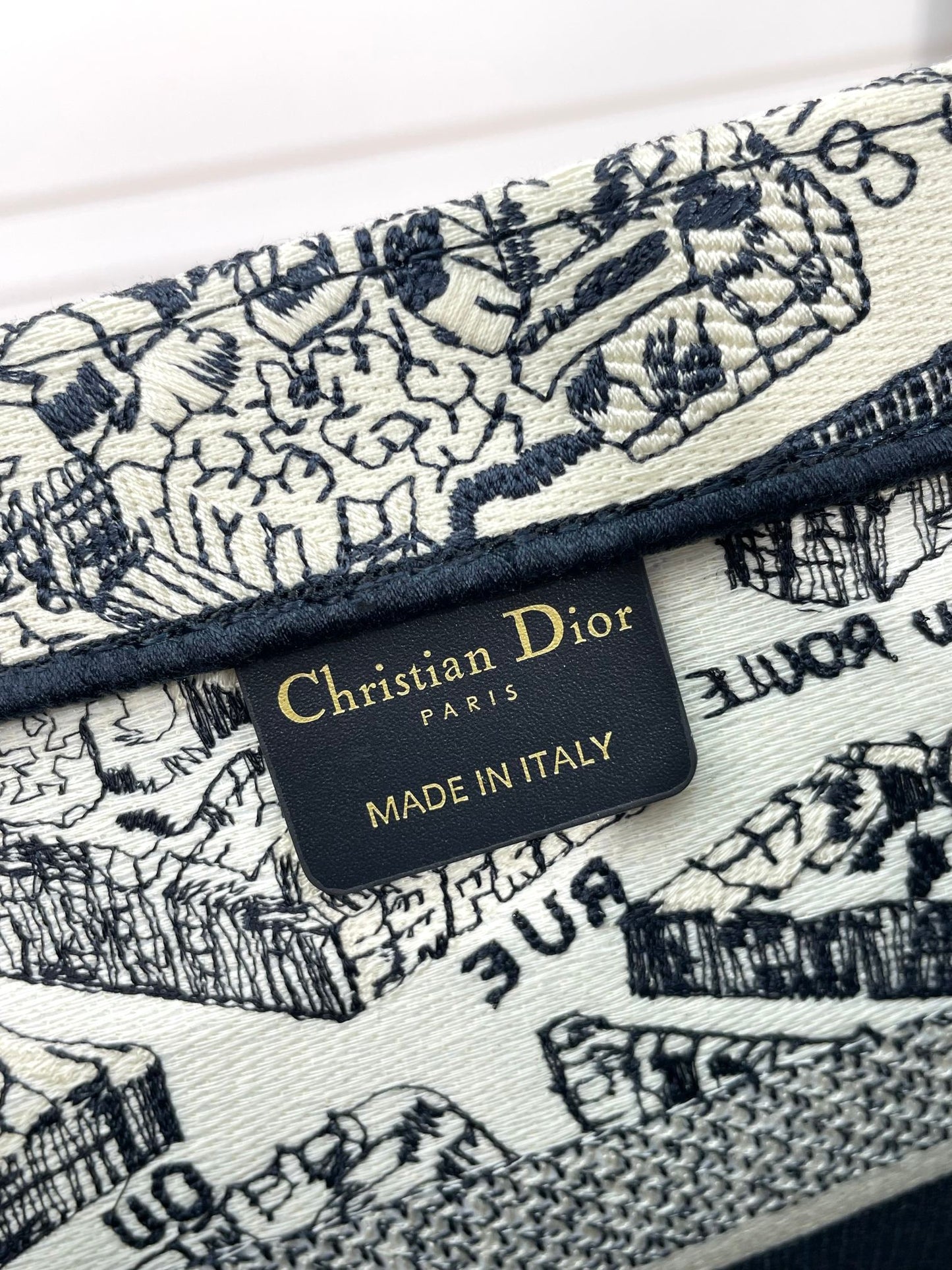 Dior Vintage Toile Map Pattern Canvas Top Handle Tote Handbag