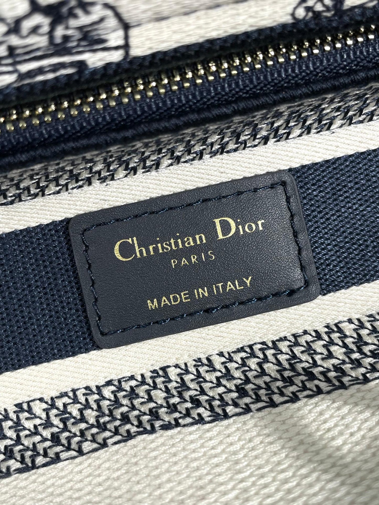 Dior Embroidered Toile Tapestry Canvas Top Handle Bag with Strap