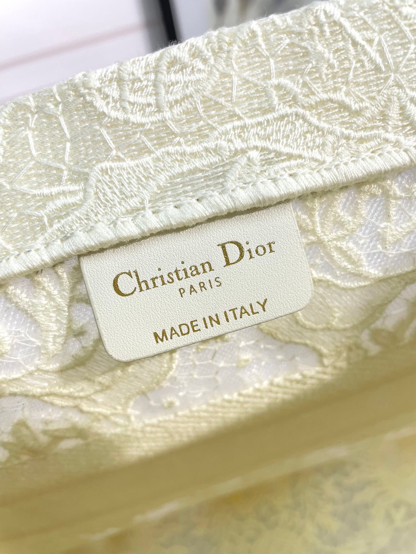 Christian Dior Book Tote Bag - Off-White Embroidered Canvas