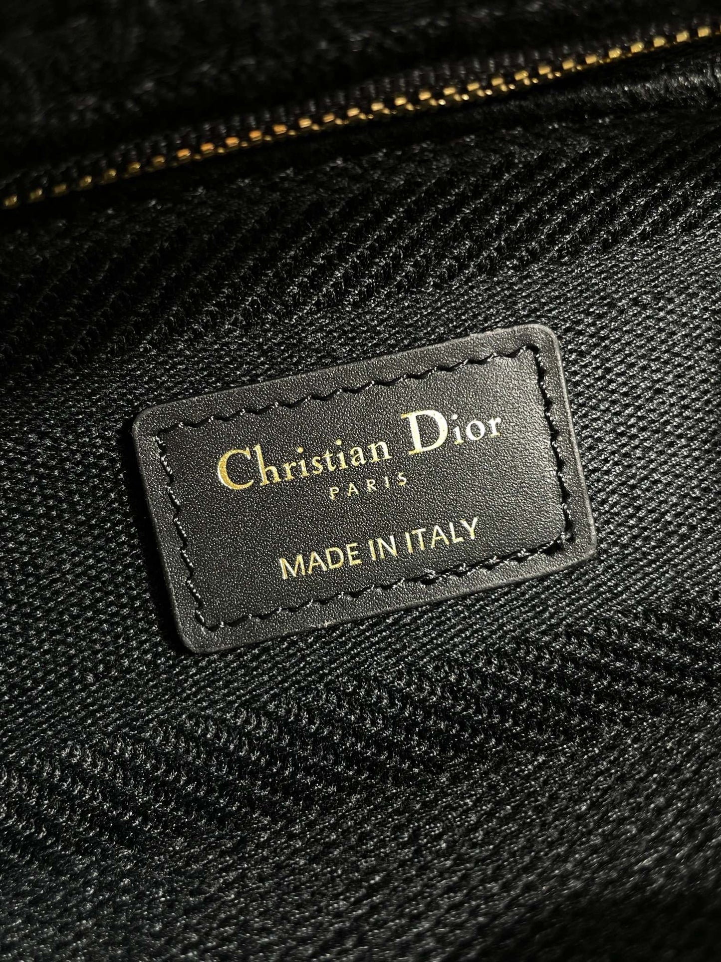 Christian Dior Lady D-Lite Medium Bag - Black Embroidered Canvas Handbag