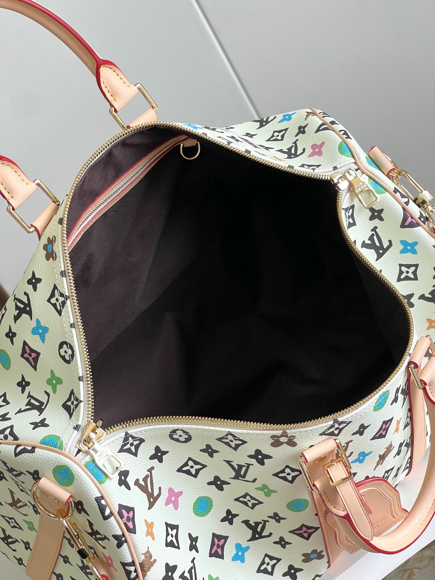 Louis Vuitton Multicolor Monogram Canvas Travel Duffle Bag with Leather Trim