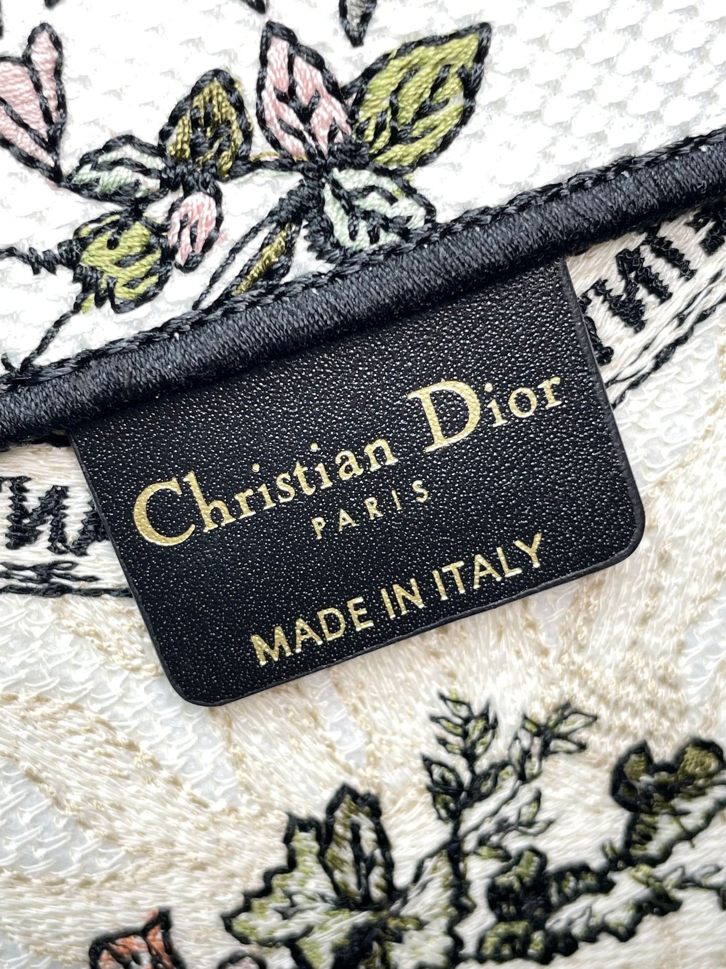 Christian Dior Mille Fleurs Embroidered Book Tote Bag - Large Floral Canvas Handbag
