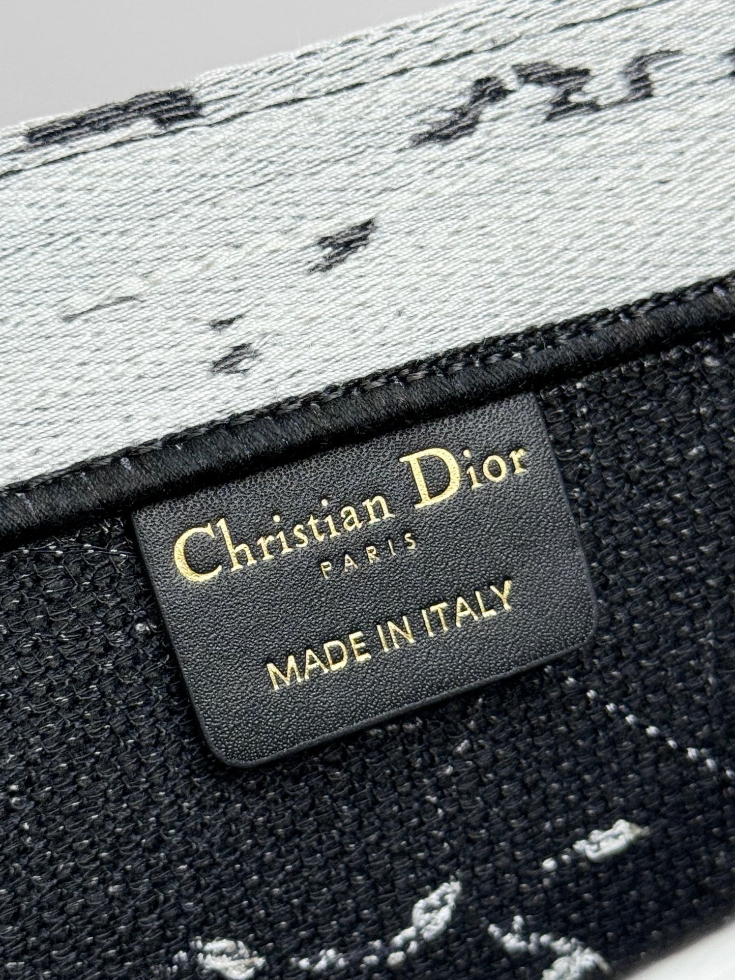 Christian Dior Black and White Book Tote Bag - Embroidery Canvas Handbag
