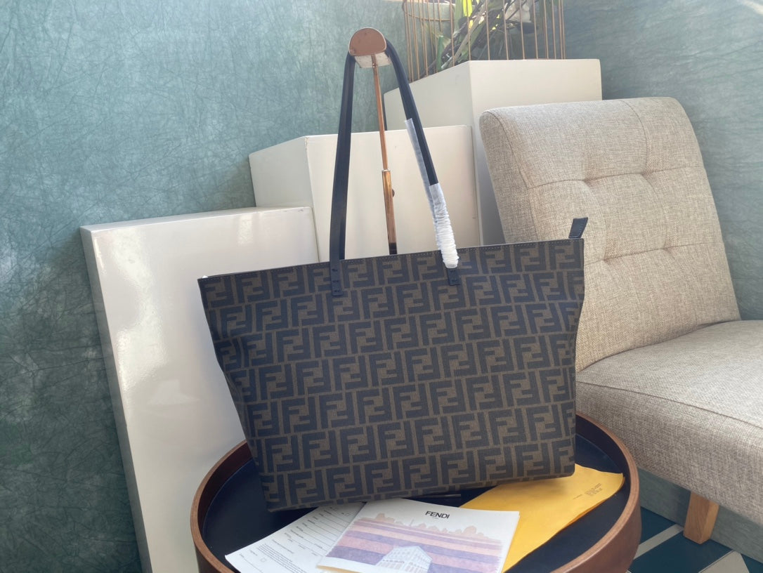 Fendi Zucca Monogram Canvas Tote Bag - Tobacco Brown