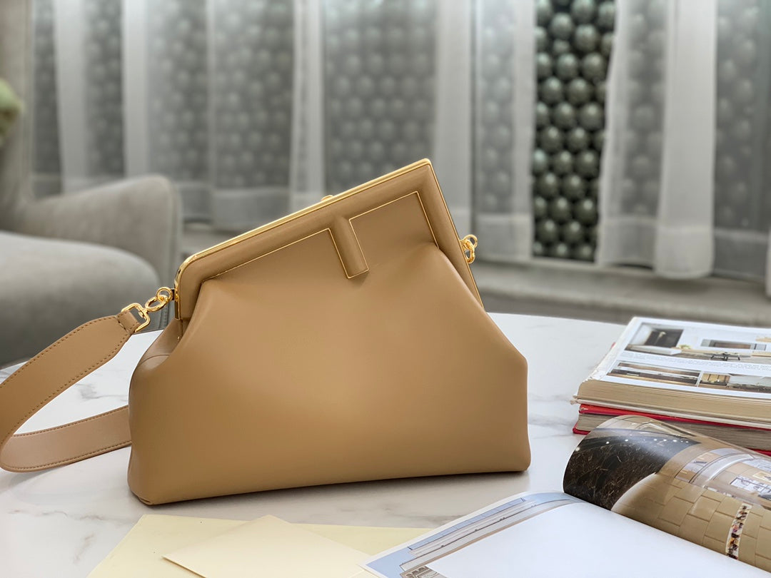 Fendi First Medium Tan Nappa Leather Clutch Bag