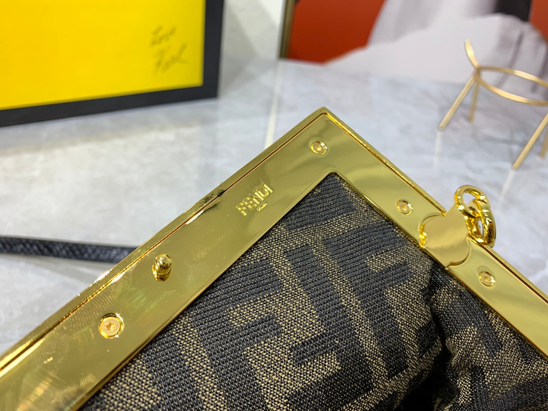 Fendi First Small Black Nappa Leather Bag - Iconic Asymmetric Clutch