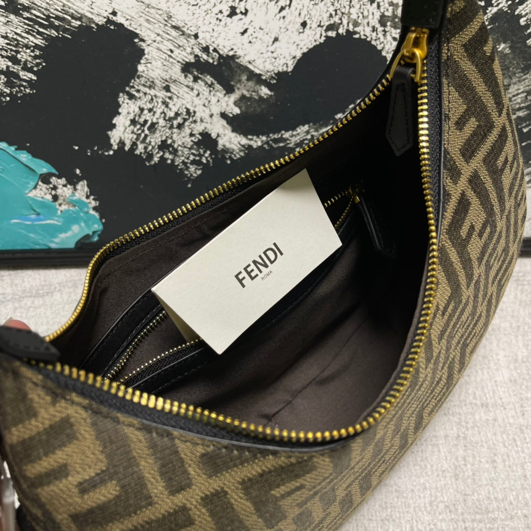 Fendi Fendigraphy Small FF Monogram Canvas Hobo Bag - Brown/Tobacco