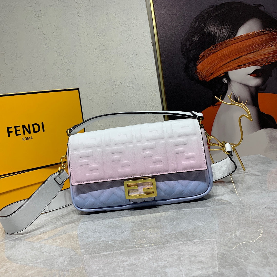 Fendi Baguette FF Embossed Gradient Leather Shoulder Bag