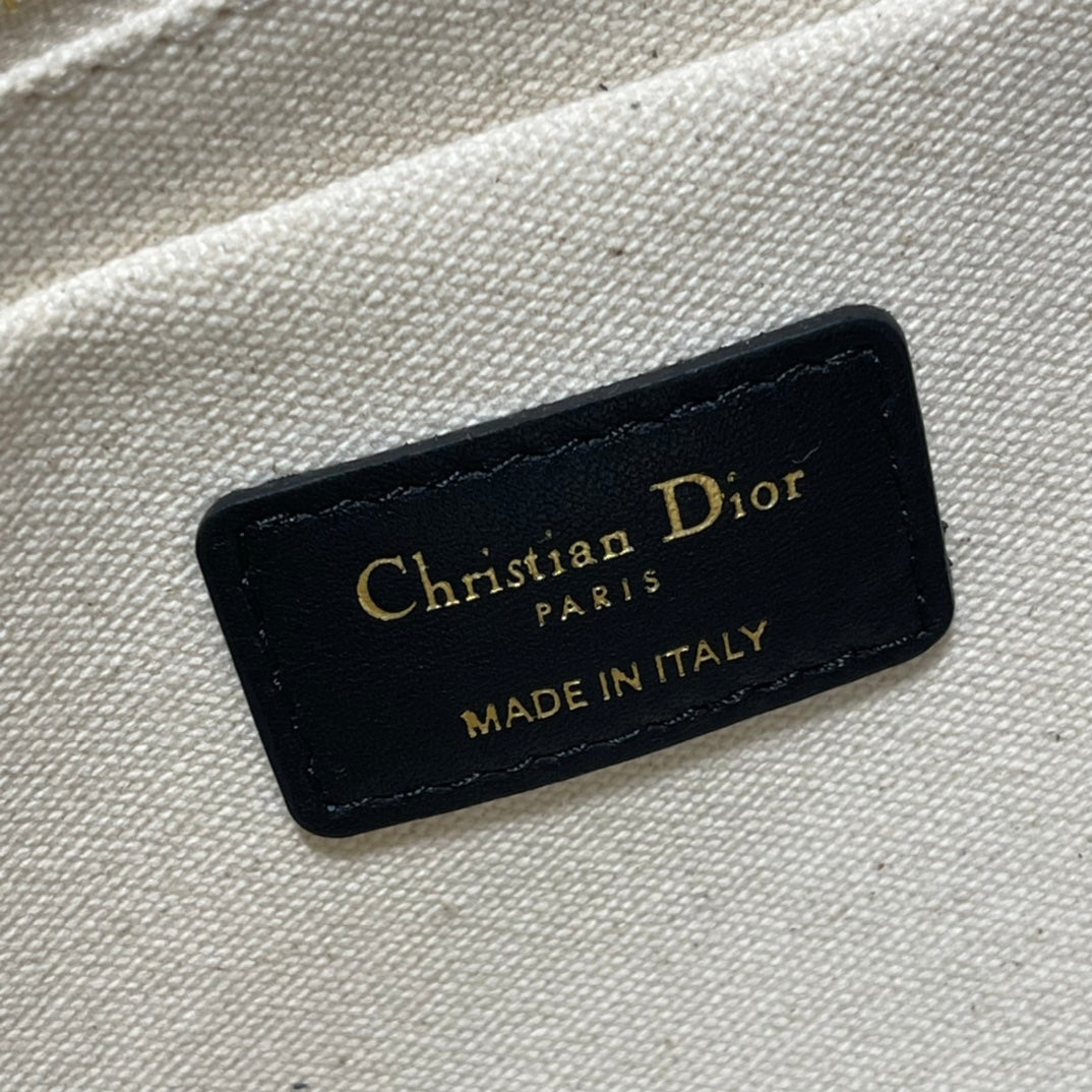 Christian Dior Large Book Tote Bag - Black Dior Oblique Embroidered Canvas