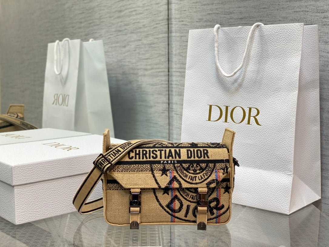 Dior Camp Messenger Bag Small Beige and Black Logo Print