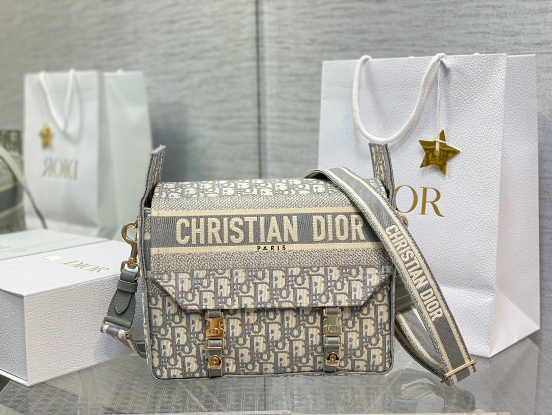 Christian Dior Diorcamp Bag - Gray Dior Oblique Embroidery