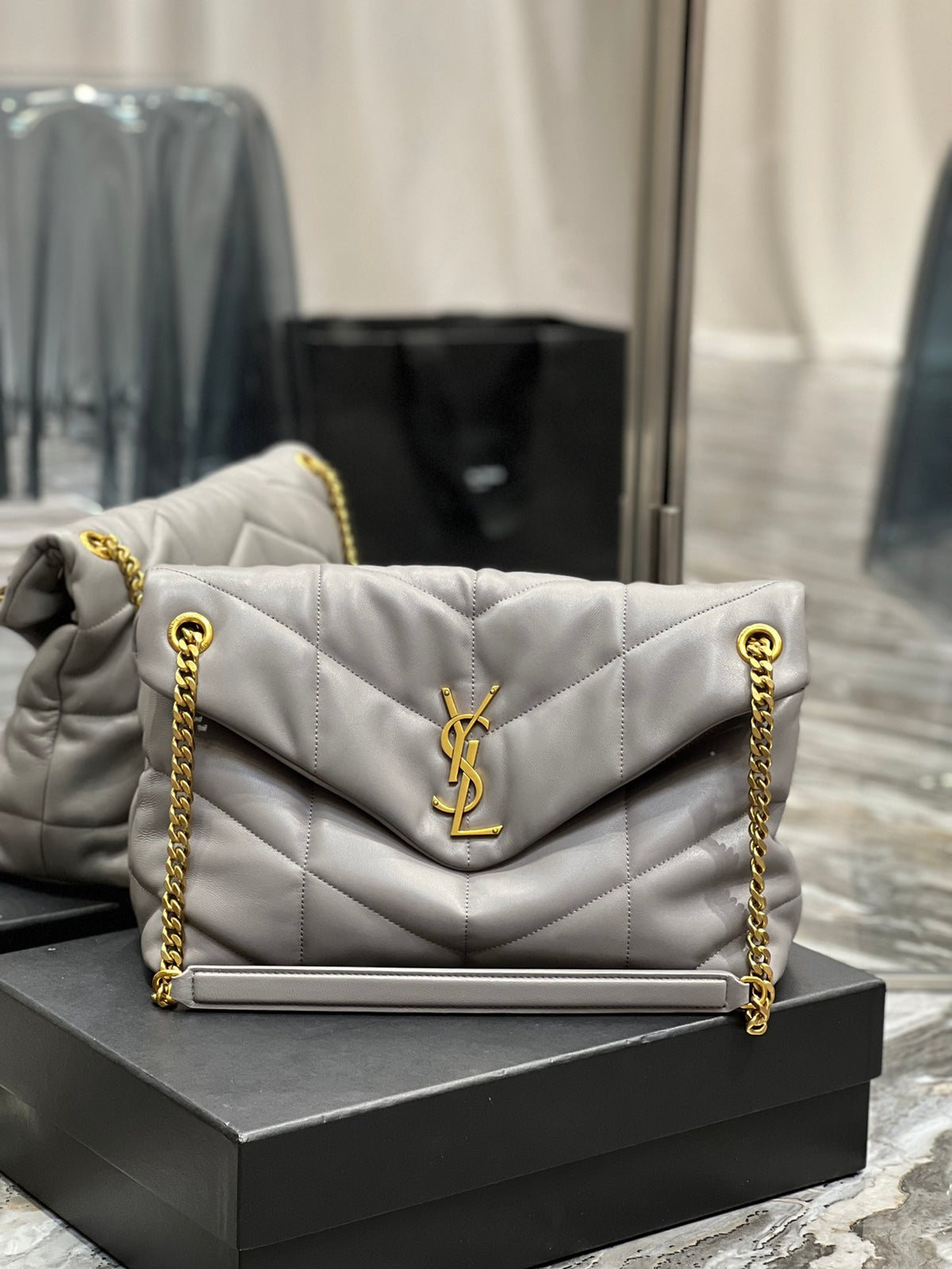 Saint Laurent Toy Loulou Quilted Leather Shoulder Bag - Grey