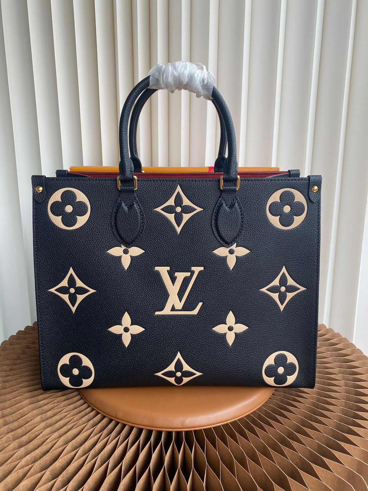 Louis Vuitton Onthego MM Monogram Empreinte Giant Leather Tote Bag - Black/Beige