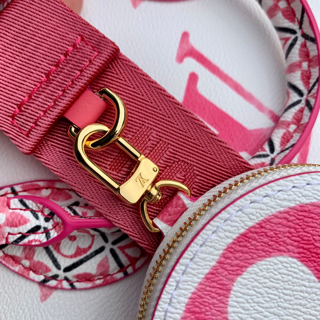 Louis Vuitton Pink and White Monogram Crossbody Handbag with Coin Pouch
