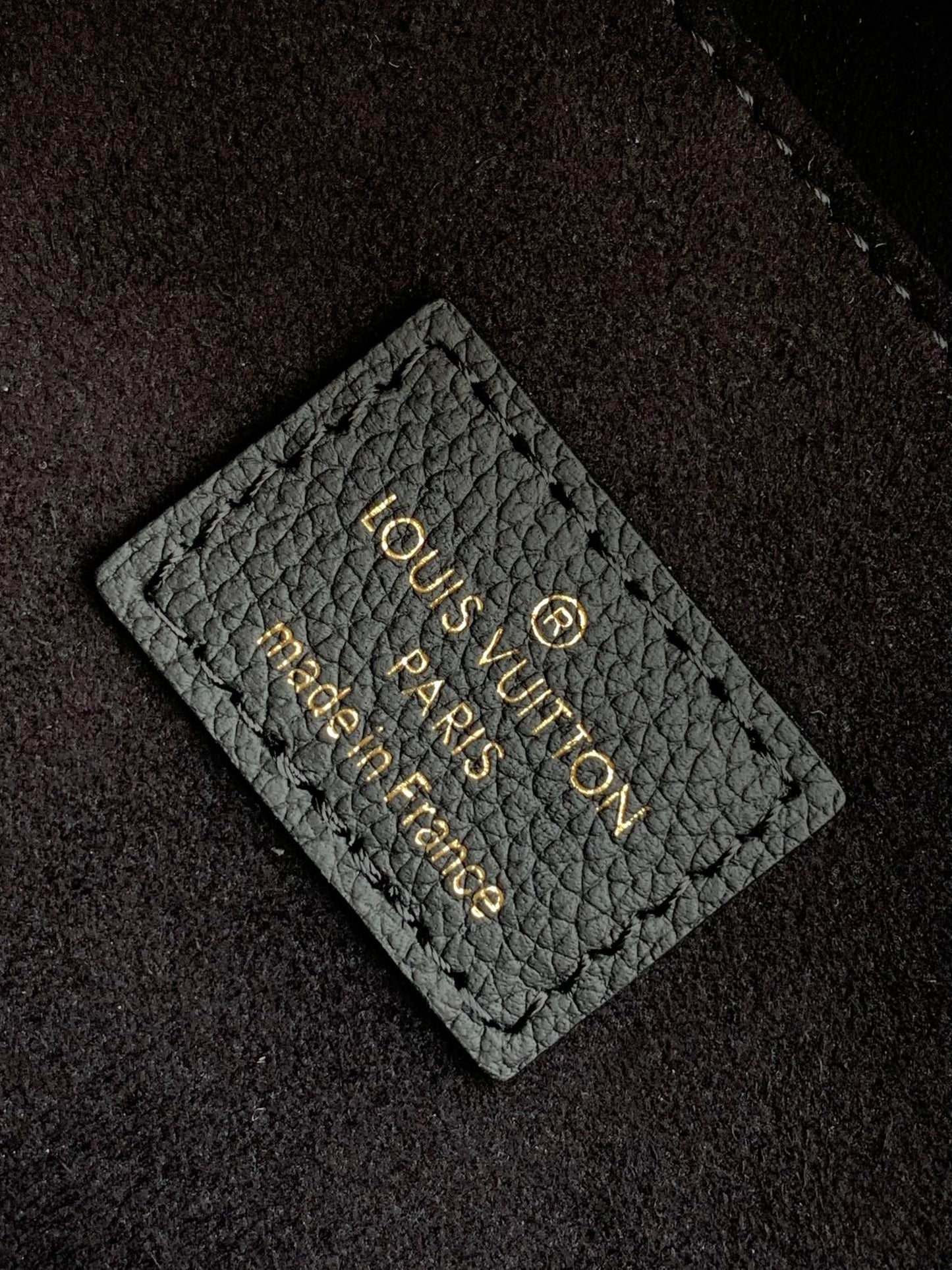 Louis Vuitton Black Textured Leather Top Handle Tote Bag with Gold Hardware