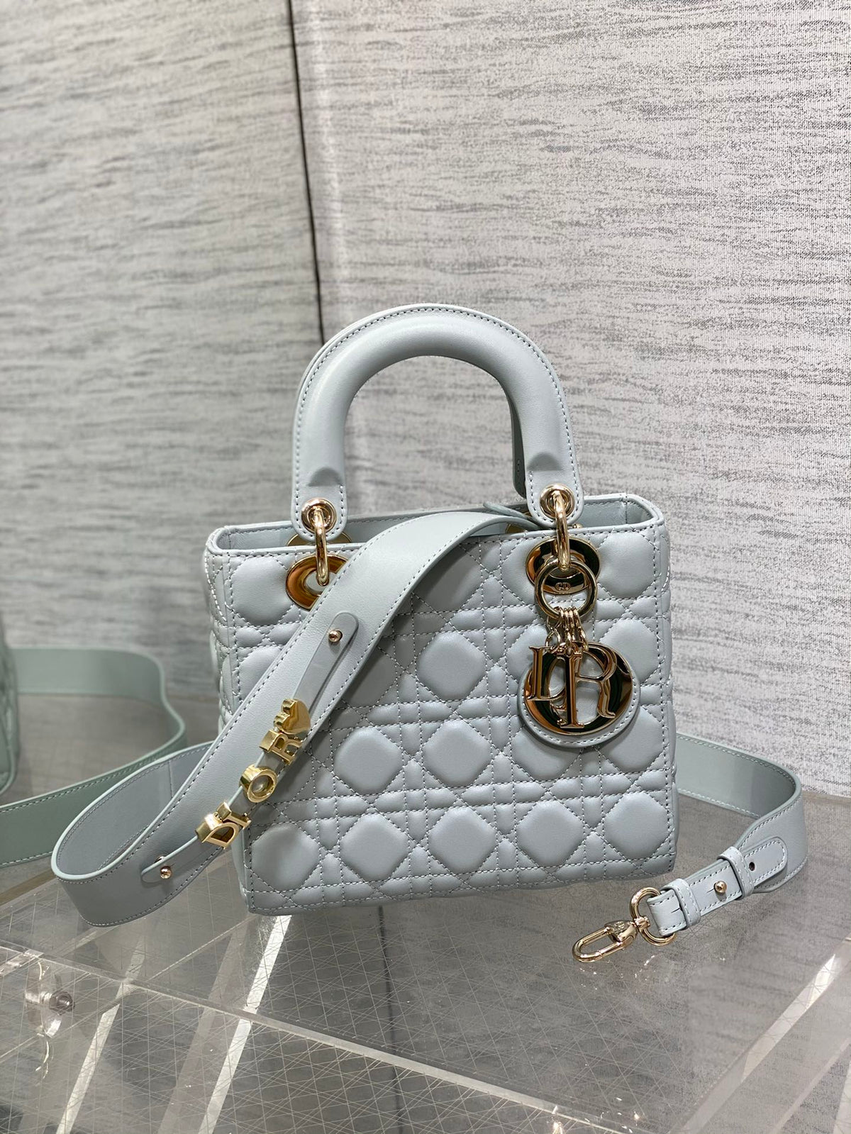 Christian Dior Small Lady My ABCDior Bag Cloud Blue Cannage Lambskin