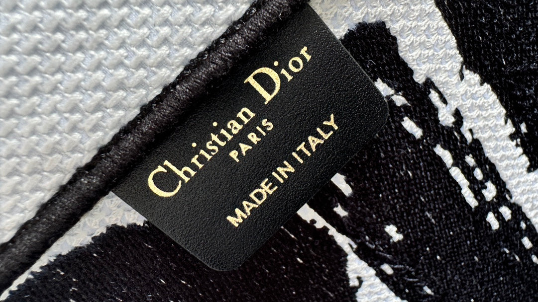Dior Bold Graffiti Text Print Canvas Tote Bag with Top Handles