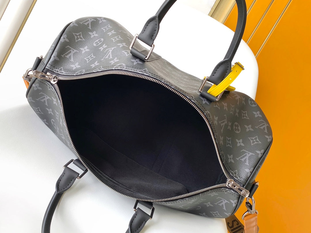 Louis Vuitton Charcoal Monogram Travel Duffel Bag with Adjustable Shoulder Strap