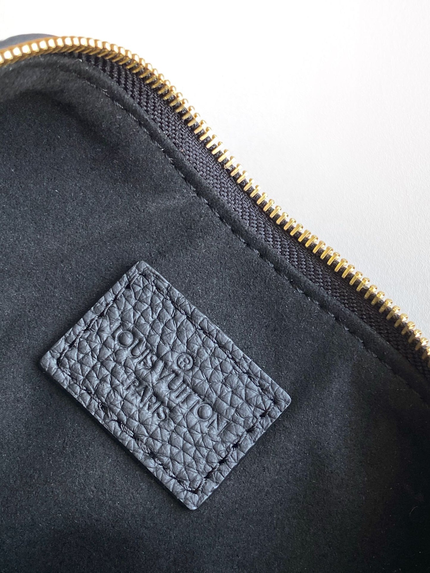Louis Vuitton Black Embossed Leather Crossbody Bag with Gold Chain Strap