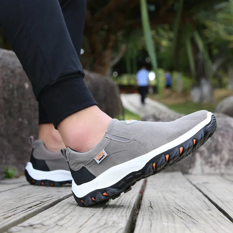 Blotcha Men's Orthopedic Hiking Shoes, Canvas Slip-On Walking Loafers with Arch Support