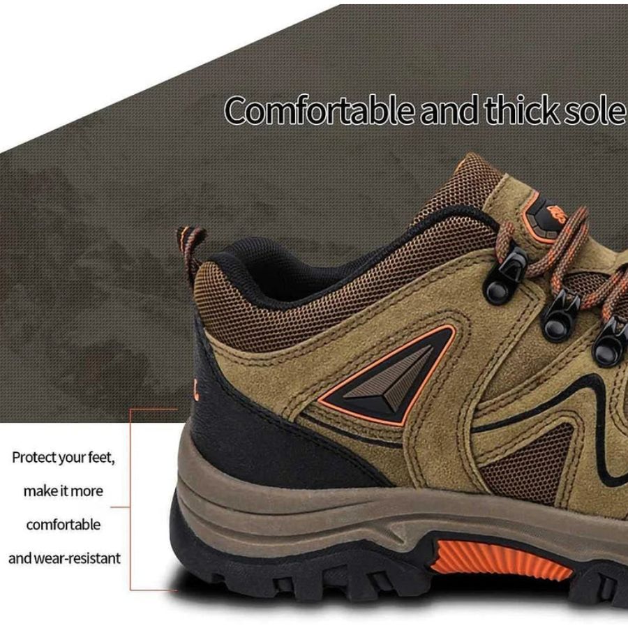 Blotcha Men's Orthopedic Hiking Shoes - Green Waterproof Suede Leather with Arch Support