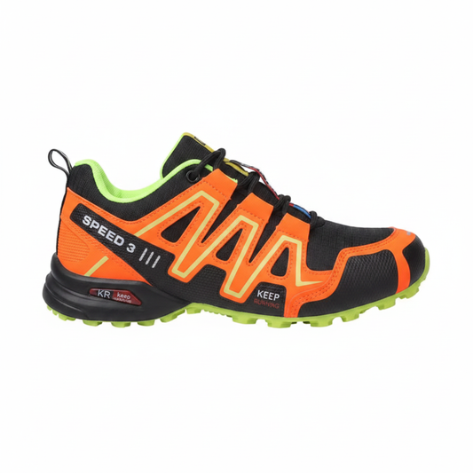 Blotcha Orthopedic Waterproof Hiking Shoes for Men & Women, Orange Black Speed 3 Walking Sneakers