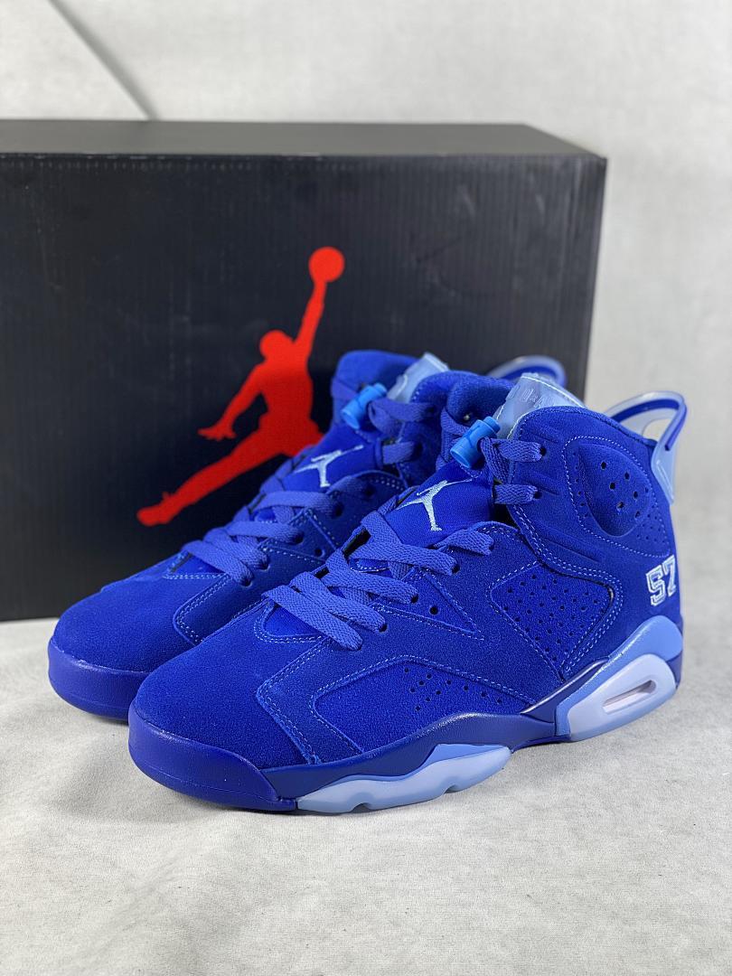 Air Jordan 6 Retro Royal Blue Suede '57' Omega Psi Phi PE Men's Basketball Shoes