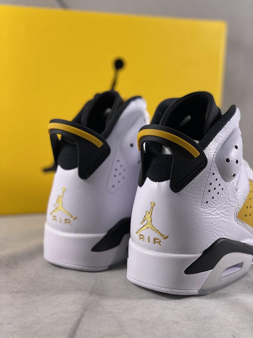 Nike Air Jordan 6 Retro 'Gold Hoops' DH9696-100 White Metallic Gold Black Women's Sneakers